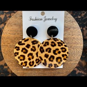 Black animal print cheetah earrings